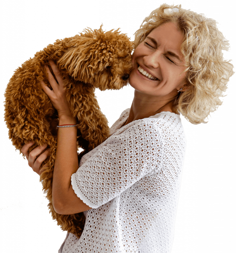 dog play with girl